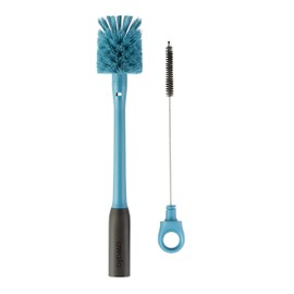 Owala 2-in-1 Water Bottle Brush Cleaner and Water Bottle Straw Cleaner Brush, Water Bottle Brush with Removable Head and Twist n� Hide Straw Brush, Smokey Blue