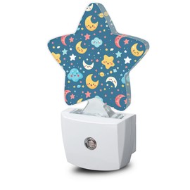 Cute Moon Stars Night Lights Plug into Wall with Dusk to Dawn Sensor,Lamp for Bedroom Bathroom Hallway Nightlight for Women Girls Kids Gifts