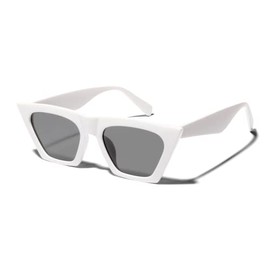 ShadyVEU Oversized High Point Cat Eye Designer Fashion Modern Chic UV400 Womens Mens sunglasses (White Frame/Smoke Lens)