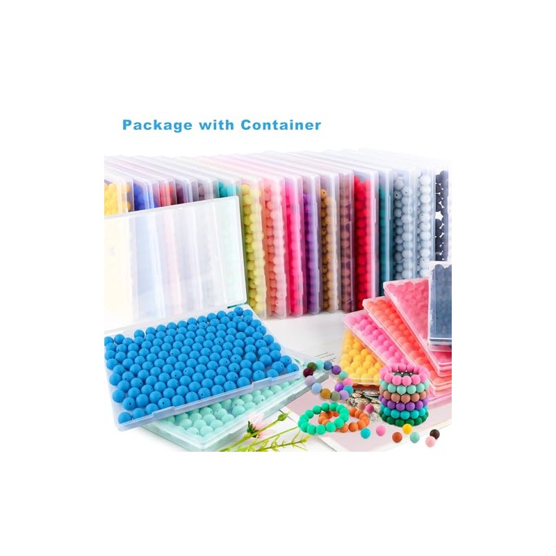 Kovict 200pcs Silicone Beads, 12mm Silicone Beads for Keychain Making,