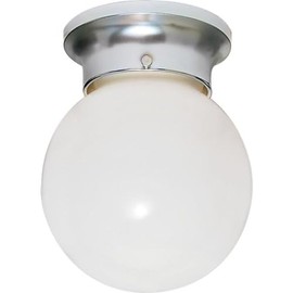 NUVO SF77/111 One Light Close-to-Ceiling Flush Mount, Polished Chrome/White Glass