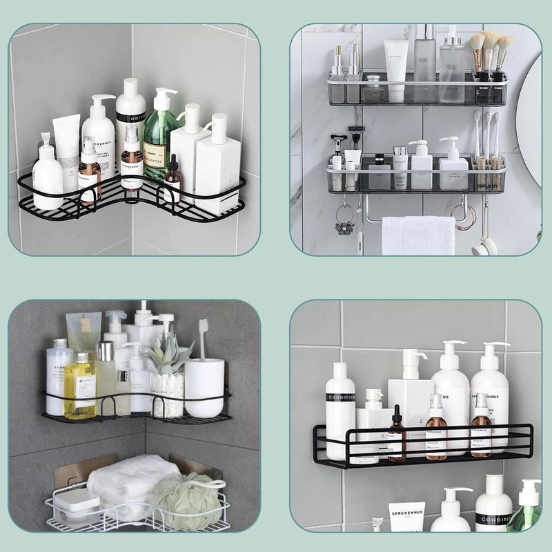 Qiic 4 PCS Shower Caddy Adhesive Replacement Hook, No Drilling