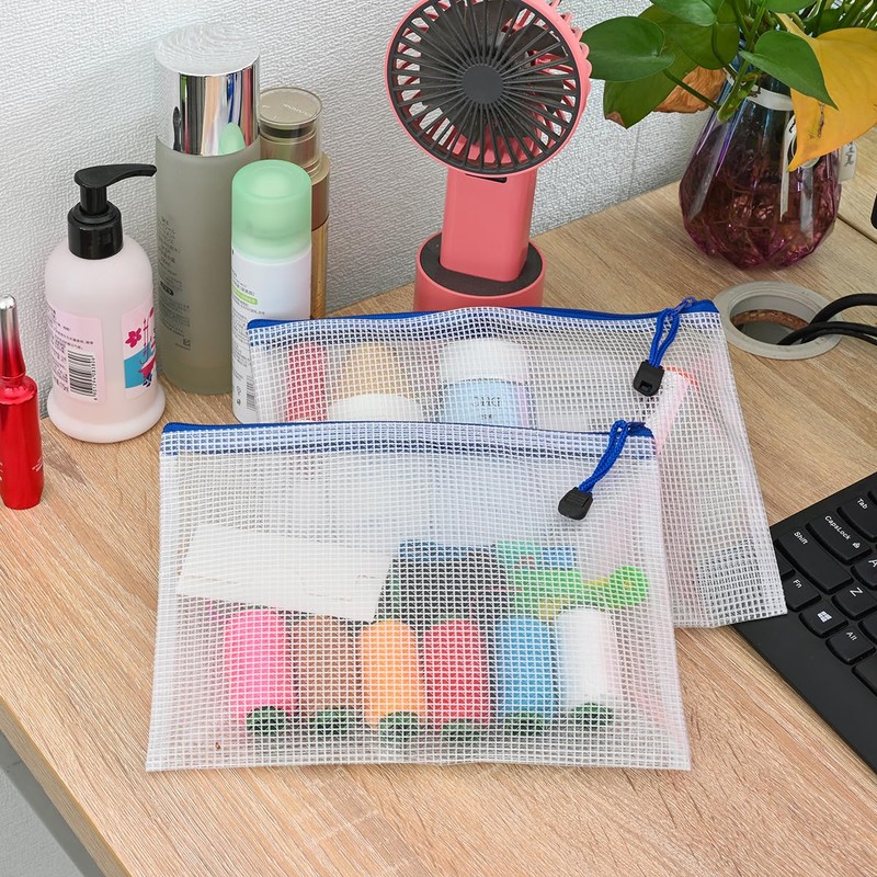 AUSTARK 10 Pcs Zipper File Bags, Waterproof Plastic Mesh Pouch