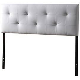 Baxton Studio Dalini Modern and Contemporary Full White Faux Leather Headboard with Faux Crystal Buttons