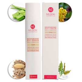 Nezeni Aloe Vera Gesichts-Feuchtigkeitscreme 79,70% | 17 Wirkstoffe | Erhöht die Elastizität der Haut | Gesichts-Tagescreme für normale, fettige und Mischhaut. NIEDRIG AN KONSERVIERUNGSSTOFFEN