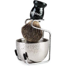 Anbbas Shaving Brush Set Badger Hair Brush + Stand + Soap Bowl 3 Piece Set Men Shaving Foaming Facial Wash Brush