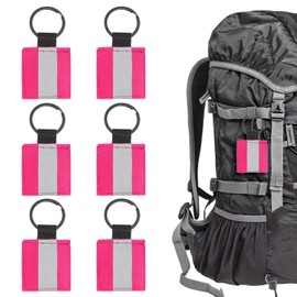 TIXIPEM Safety Reflector Pendants [6PCS] - Fabric Reflective Safety Keychain Gear Use for Backpack & Running & Cycling - [Pink-2.8IN/7CM] Double-Sided Reflective Tags