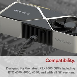 LINKUP - AVA PCIE 5.0 16Pin (12+4) High Current Power Cable | 16AWG, Molded, Soldered & PE Type | for 3x8Pin PCIE 4.0 PSU | Compatible with RTX40 & RTX30 FE GPUs | 40cm Black