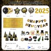 MEHOFOND New Years Eve Party Supplies, Black and Gold Happy