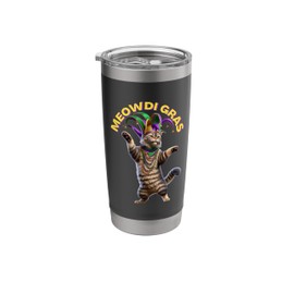 2025 Matching Mens Womans Funny Meowdi Gras Cat Mardi Gras Stainless Steel Insulated Tumbler