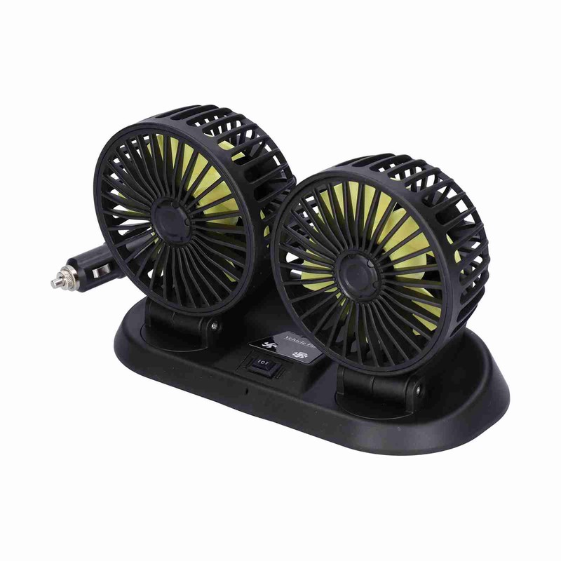 Electric Car Fan 360° Rotatable DoubleHead 5 Blades 2 Speeds