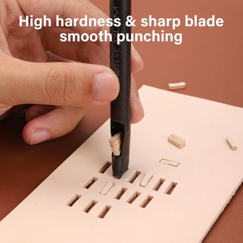 WUTA Rectangle Leather Hole Punch, High Carbon Steel Punching Tool,