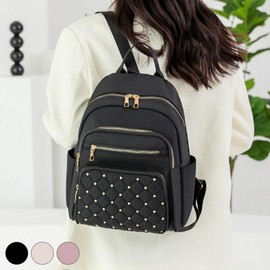 Quilting basic studded trendy Backpack Pink/ONE