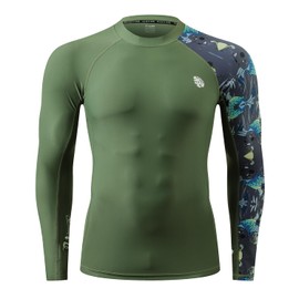 ADOREISM Men's Compression Rash Guards Long Sleeve Quick Dry Baselayer Sleeve Rashguard for Fishing Swimming Surfing Running (Aborigines,XL)