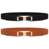 WHIPPY 2 Pack Women Skinny Elastic Belts Ladies Thin Stretch