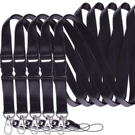 Neck Strap, Black, 5 Pieces, Smartphone Neck Strap, Fall Prevention, For Name Tags and Holders, Flat Strap, Polyester, For Cameras, Cellphones, Employee IDs, Name Tags, USB Memories, Keys, Whistles, Mascots, Black