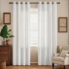 PONY DANCE White Sheer Curtains 84 inch Long - Non See Through Sheer Curtains for Living Room Bedroom - Privacy Window Semi-Sheer with Light Filtering, Wrinkle-Resistant Fabric, White, 52x84 Inch