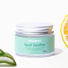 WildMint Spot Soothe Natural Spot Treatment Gel | For Breakouts, Scars & Irritation | Tea Tree Healing Serum for Acne Prone Skin & Ingrown Hairs | UK Made Vegan & Cruelty-Free Skincare | 30ml