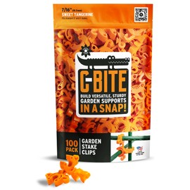 C-BITE Plant Support Clips | Tomato Cage Connectors for Trellis, Garden Stakes, Wire Fence, Climbing Plants, Vine, Gardening Protection (Tangerine Orange - 100 Pack)