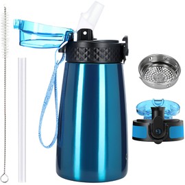 OLDLEY 350ml/12oz Kids Stainless Steel Water Bottle with Straw for School with 2 Different Lid Metal Vacuum Insulated Water Bottles Small Flask for Boys Girls Toddler Children Hot Cold Drinks BPA Free