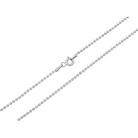 Ball Chain 925 Sterling Silver Rhodium-Plated 8x Faceted 1.5 mm Wide Choice of Length 45 50 55 60 cm Silver Chain Necklace Tarnish-Resistant, Sterling Silver, No Gemstone
