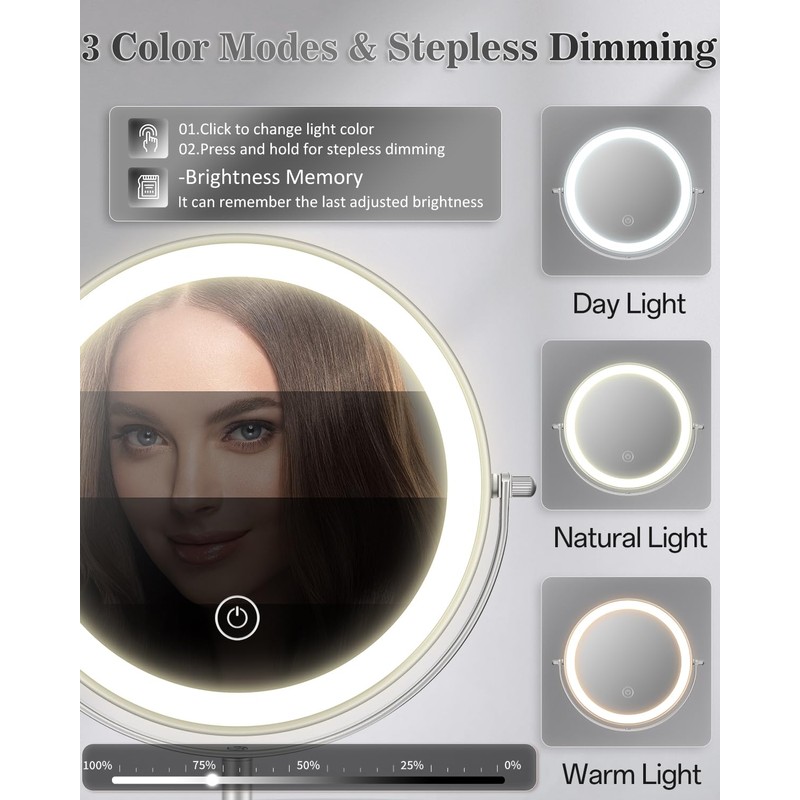 vpu Makeup Mirror with Lights, 1X/30X Lighted Magnifying Mirror Height