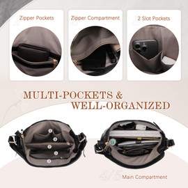 VX VONXURY Hobo Bags for Women, Stylish Tote Handbag Faux Leather Shoulder Bags with Side Pocket and Detachable Long Strap for Work Travel,Black Braid