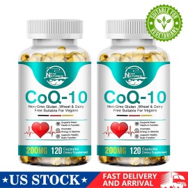 NATURE'S LIVE CoQ-10 200mg Coq10 Co Q10 Coenzyme Heart Support High Potency 240 Vegan Softgels