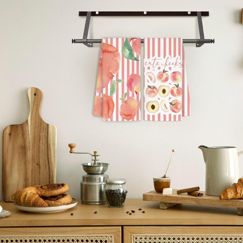 Spring Pink Peach Hand Towels for Kitchen Bathroom Set of