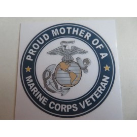 MARINE CORPS "PROUD MOTHER OF A MARINE CORPS VETERAN"  2 5/8 x 2 5/8 MAGNET NICE