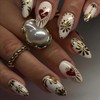 LPOODDNU Almond 3D Gilding Press on Nails - Medium Fake