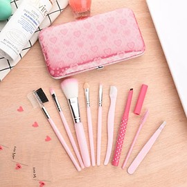 EIAKE 9PCS Makeup Brushes Eyebrow Grooming Tool Kits Eyebrows Pencil Brush Eyebrow Razors for Women Brows Combs Eyebrow Tweezers Sweet Style Comes with Thrush Cards