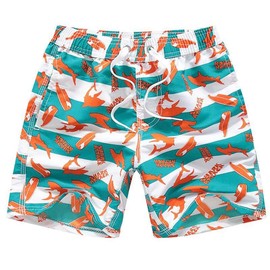 FedMois Boys Swimming Trunks Quick Dry Beach Shorts Boardshorts, Orange, 13-14 Years