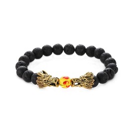 SBI Jewelry Women Good Luck Dragon Black Beads Stretch Bracelets Mom Daughter Sister Grandma Auntie Niece Cousin Boyfriend Wife Son Family Dad Husband Birthday Anniversary