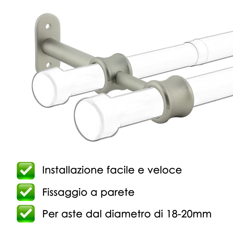GIRASOLE HOME® 2 x Adjustable Double Curtain Pole Bracket, Heavy