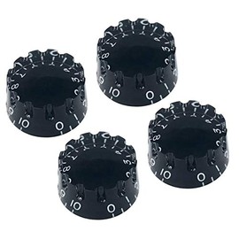 Vintage Forge Notched Black Speed Knobs Compatible with Epiphone Les Paul SG Electric Guitar (Set of 4) Knurled Fits 18 Coarse-Spline USA (Metric) Split Shaft Pots Recessed NK18M-BLK4
