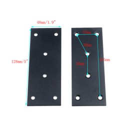 Semetall Flat Brackets 6 Pcs Heavy Duty Flat Straight Brace Bracket Flat Straight Mending Plates Black Straight Corner Brackets with Screws for Furniture Wood Shelves Cabinet(128mmx48mm)