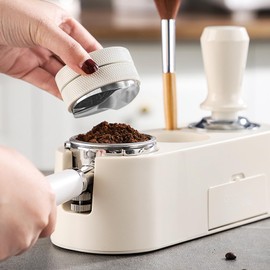 Espresso Distributor,Coffee Distributor Tool 58mm,Adjustable Depth Espresso Leveler,304 Stainless Steel 3 Blade base (White 58mm)