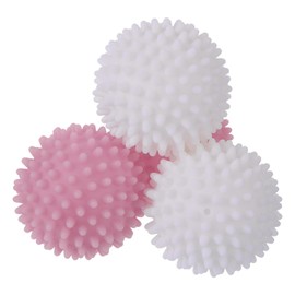 uxcell 4pcs Reusable Laundry Dryer Balls Vinyl Drying Balls for Reduce Wrinkles Static Fabric Softener Reduce Drying Time Save on Energy, White and Pink