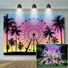9x6ft Ferris Wheel Backdrop Sunset Seaside Palm Tree Silhouette Photography