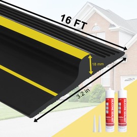 DGSL 16FT Universal Garage Door Bottom Threshold Seal Strip with 2 Adhesives, 2025 Upgrade 0.7'' in Height Weatherproof Rubber DIY Weather Stripping Replacement for Garage Door