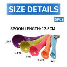 FDCGAS Messlöffelset - 5 Farbmesslöffel mit unterschiedlichen Kapazitäten,messlöffel,portionierlöffel,Kunststoffmesslöffel für Flüssigkeits- und Pulvermessgeräte