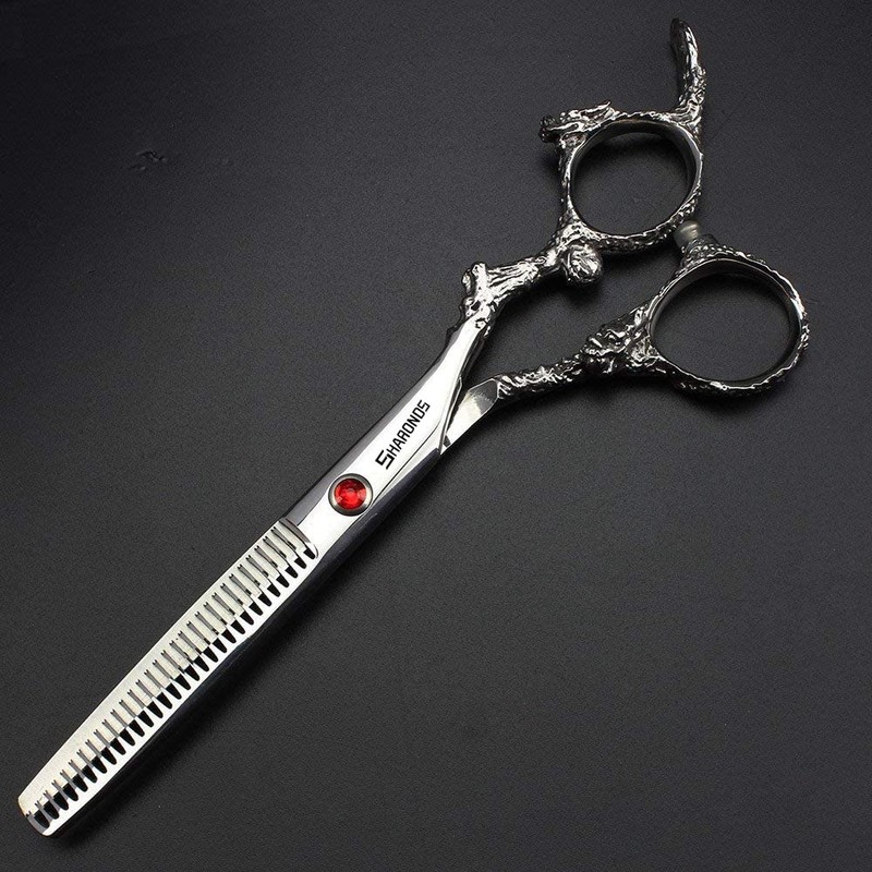 6 Inch Hairdressing Scissors, 17.5 cm, Silver/Black, 440C Hairdressing Scissors,