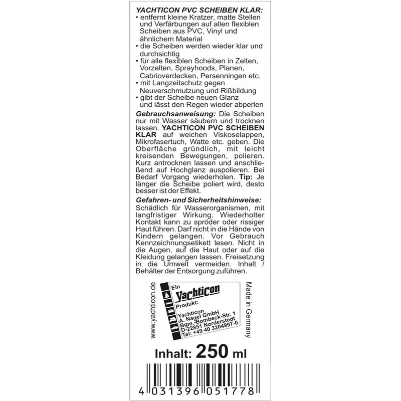 YACHTICON PVC Discs Clear 250 ml