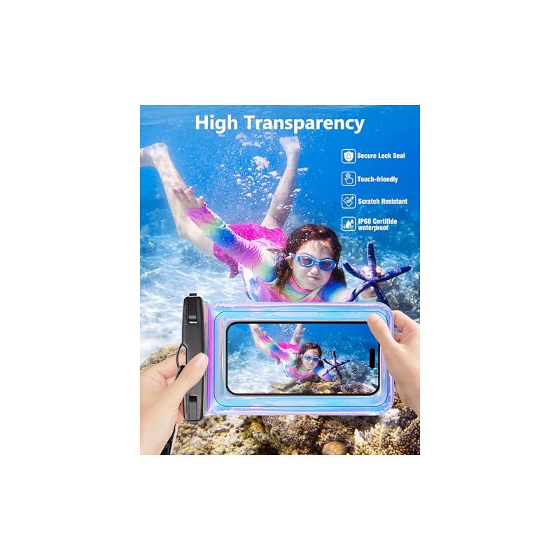 IPX68 Waterproof Phone Pouch with Lanyard - Dazzling Purple