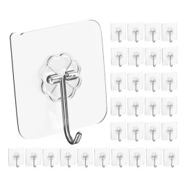 Ganchos Adhesivos 30 Unid Extra Fuerte Pared Techo Puerta