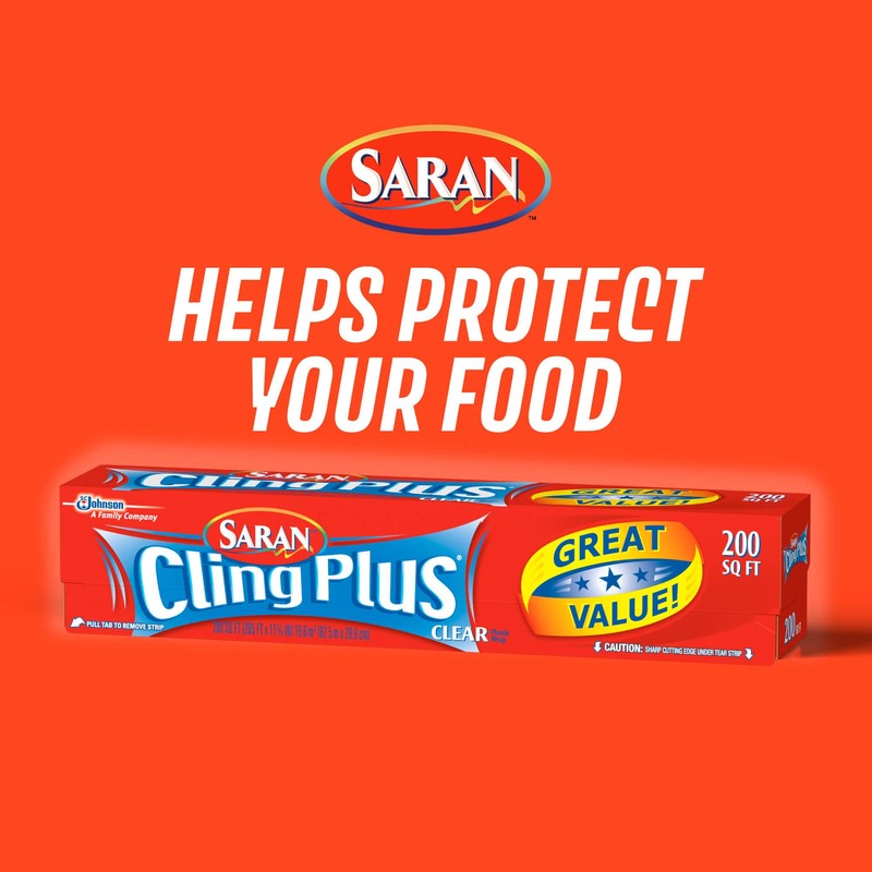 Saran Cling Plus Clear Plastic Wrap, Food Storage, Easy Dispense,