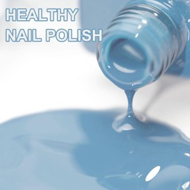 Blue Nail Polish, Quick Drying Grey Blue Nail Art Varnish, Long Lasting Fingernail Polish, Fingernail Toenail Nail Gel for Women Girls Art DIY Home Travel Nail Manicure Gift - No Need UV Light
