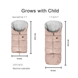 CozyMe Waterproof Winter Comfortable Thick Coral Fleece Universal Stroller Footmuff,Length Adjustable Good for All Toddler,Anti-Kicking, Anti-Slipy Baby Stroller Bunting Bag 0-5T