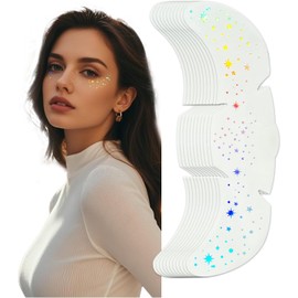 15 Unidades Tatuajes Temporales Faciales de Pecas con Purpurina Holográfica, Pegatinas Brillantes Resistentes al Agua con Diseño de Estrellas, Parches de Maquillaje Metálicos para Mujeres y Niñas, para Festivales, Raves, Halloween y Conciertos